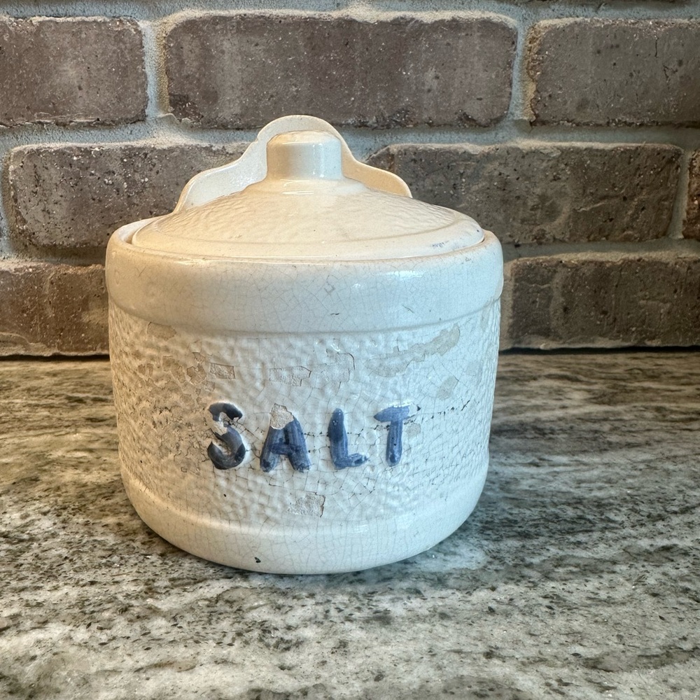 Antique Ironstone England 1890 Hanging Salt Glaze Stoneware Crock